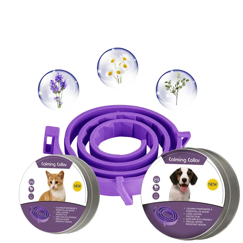 Calming Collar for Cats Pet Calming Pheromone Collar for Cats Dogs Calming Collar for Anxiety Effective Relieve Anxiety Stress