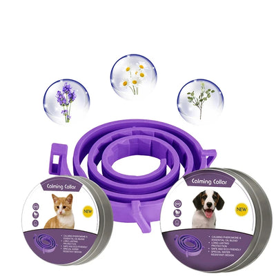 Calming Collar for Cats Pet Calming Pheromone Collar for Cats Dogs Calming Collar for Anxiety Effective Relieve Anxiety Stress