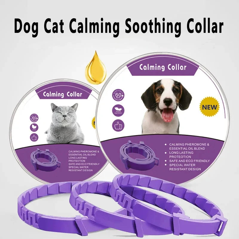 Calming Collar for Cats Pet Calming Pheromone Collar for Cats Dogs Calming Collar for Anxiety Effective Relieve Anxiety Stress